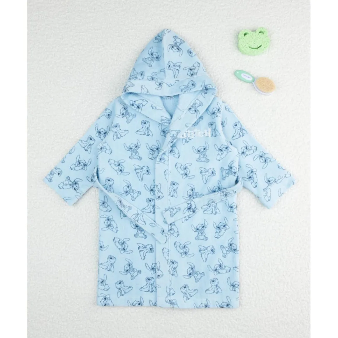 Albornoz infantil de rizo suave con Stitch
