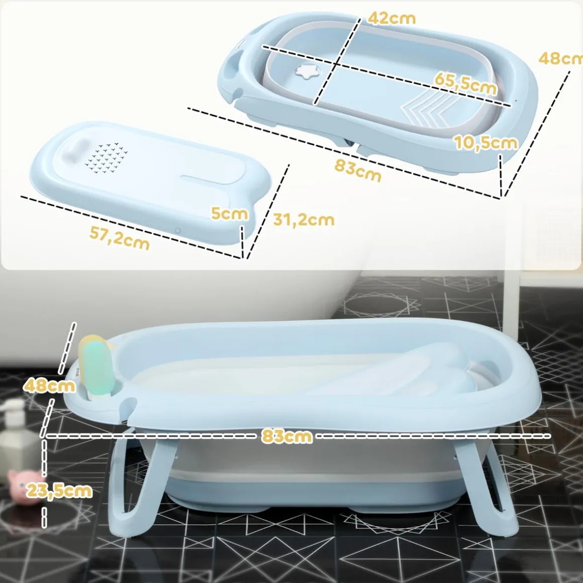 Bañera plegable para bebé Azul
