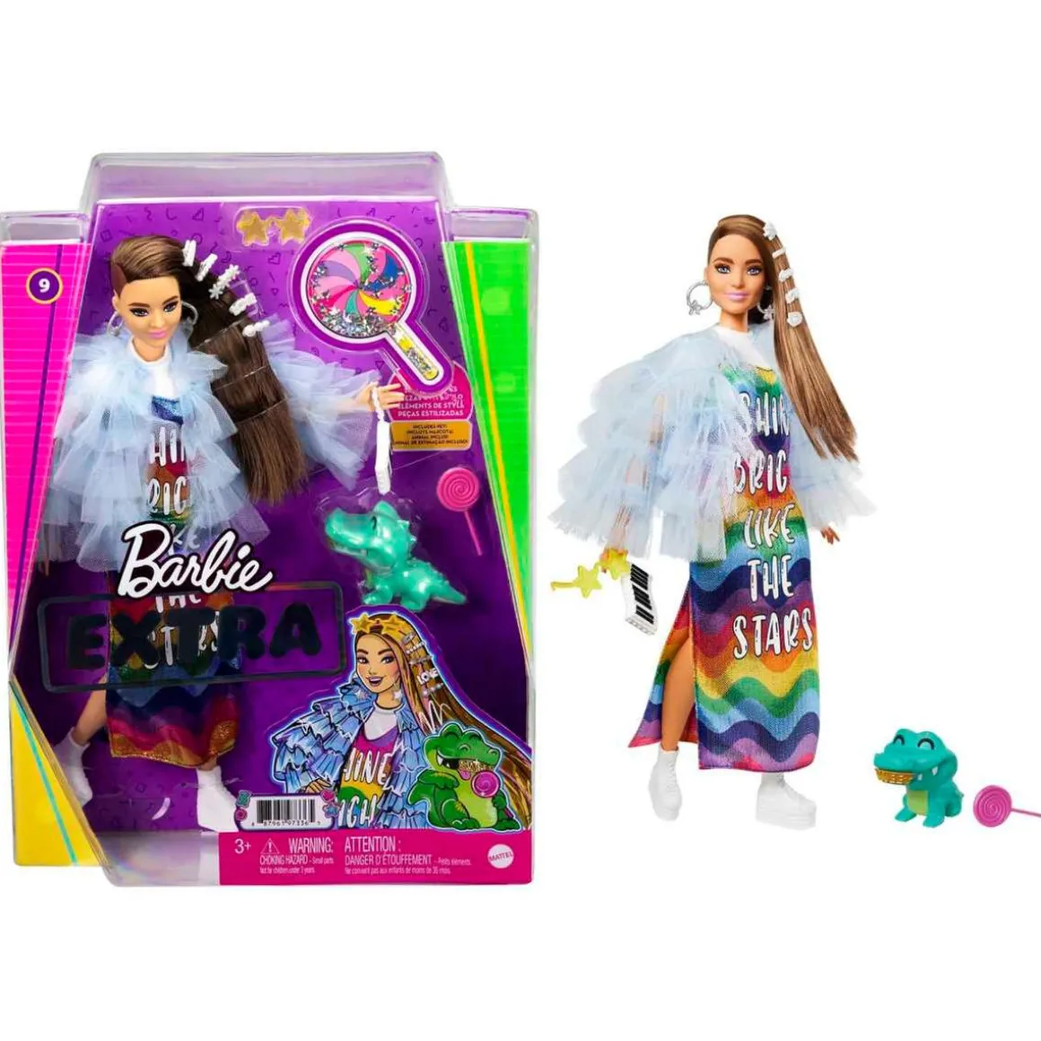 Barbie - Muñeca Extra - Vestido arcoíris