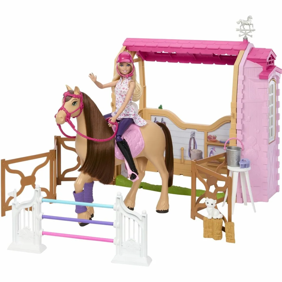 Barbie - Muñeca fashion con caballo y establo