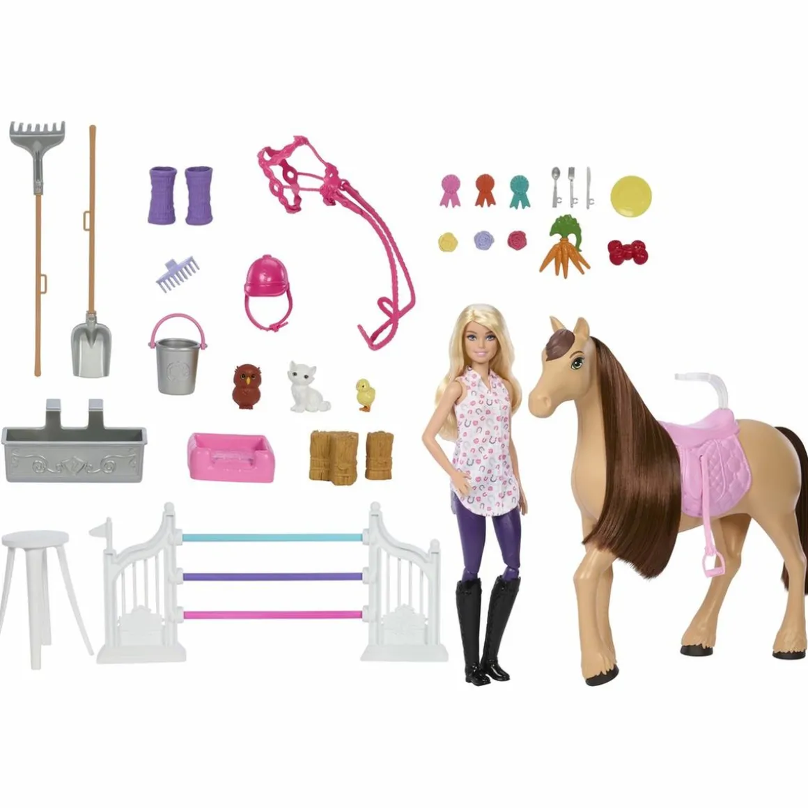Barbie - Muñeca fashion con caballo y establo