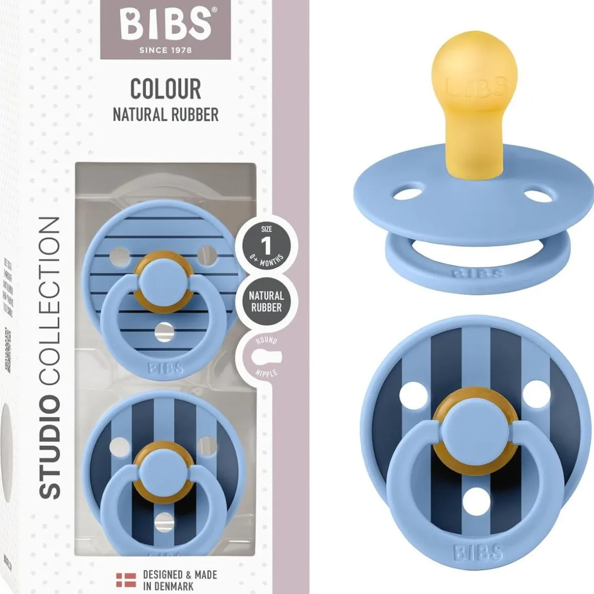 Bibs - Pack 2 chupetes Colour 0-6 meses - Pin Sky Blue