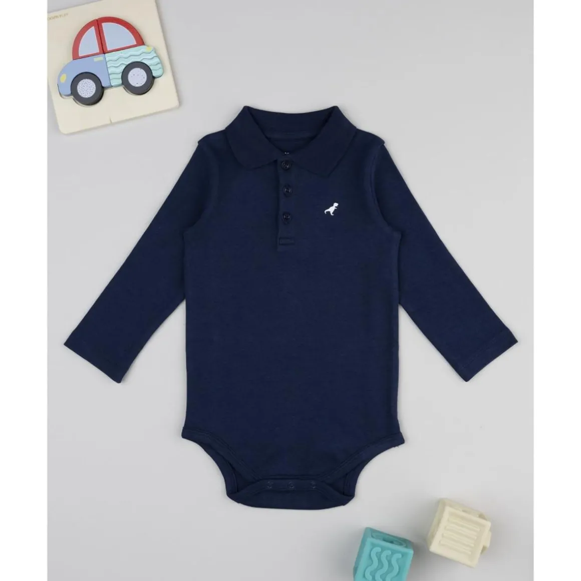 Body azul manga larga para niño
