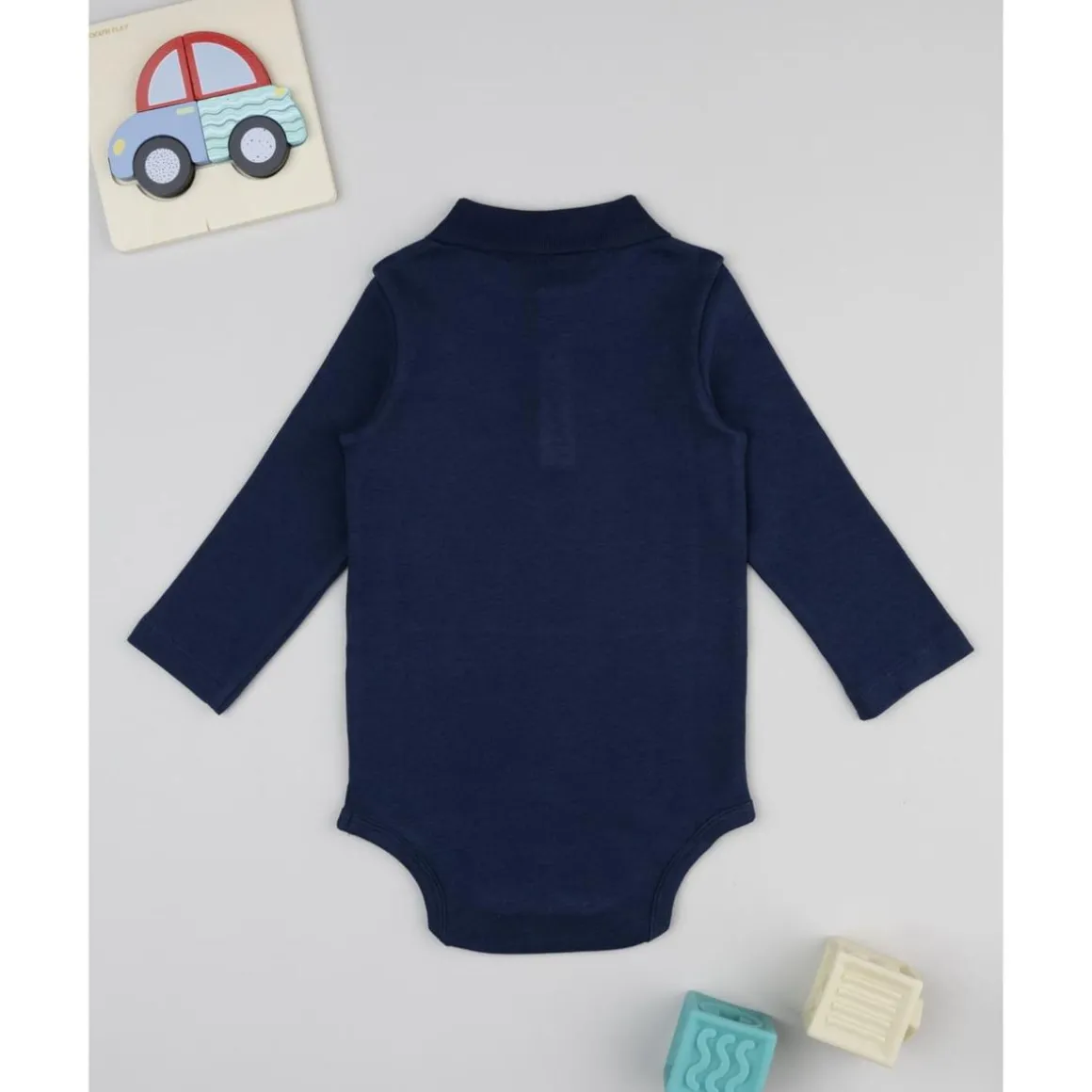 Body azul manga larga para niño