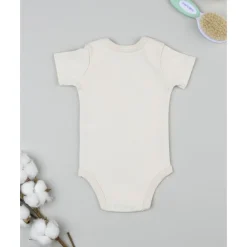 Body de bebé en algodón beige con osito