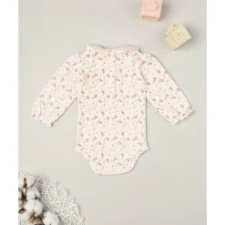 Body de manga larga para niña con estampado de flores