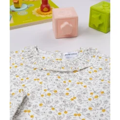 Body manga larga de niña con estampado floral