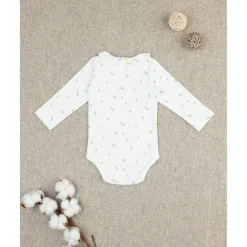 Body niña blanco con estampado allover y cuello