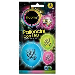 Bolsa con 3 globos luz LED "Buon Compleanno"