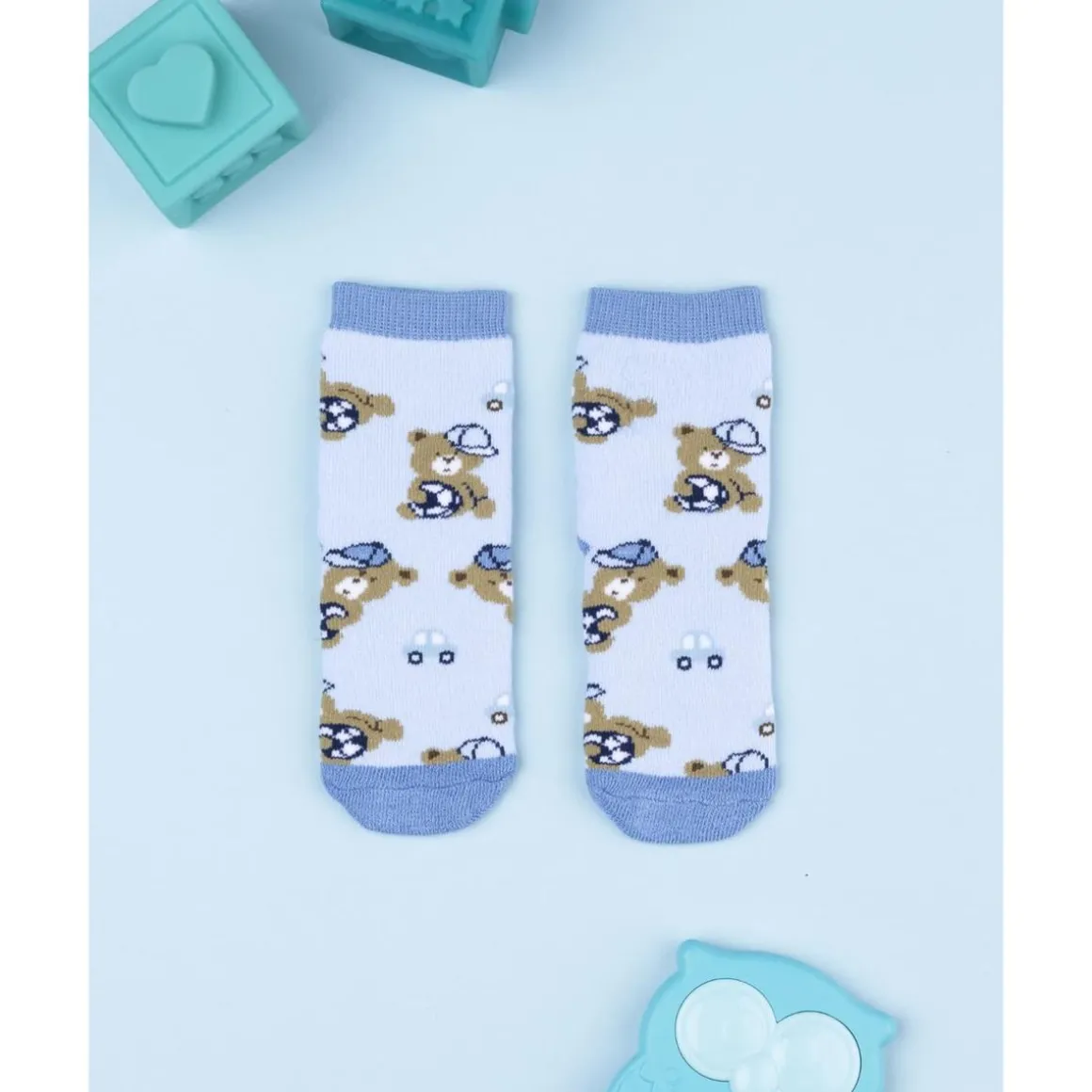 Calcetines antideslizantes azules con ositos para niño