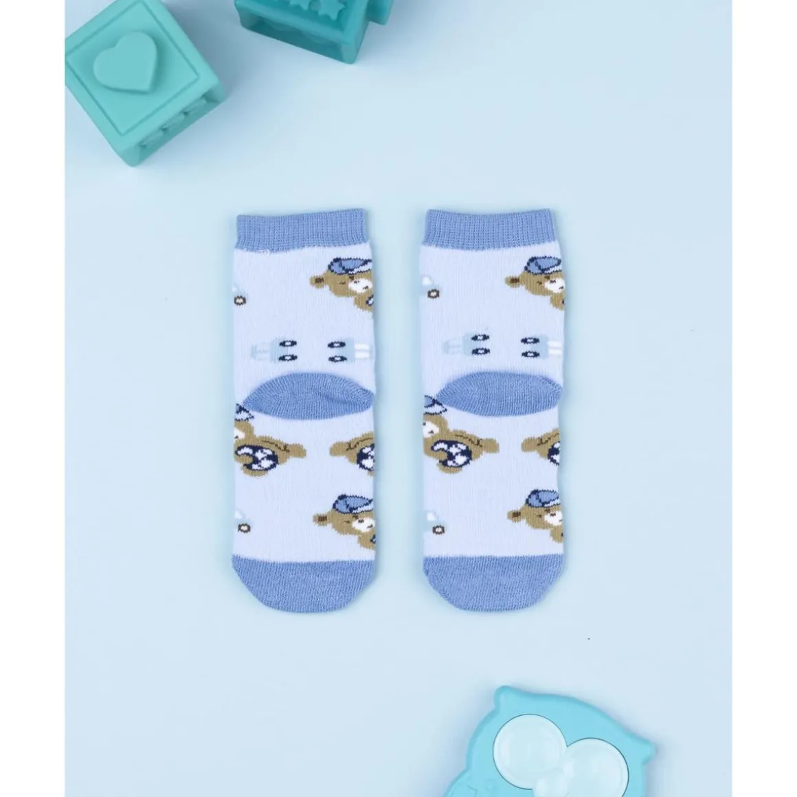 Calcetines antideslizantes azules con ositos para niño