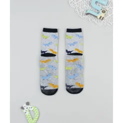 Calcetines antideslizantes niño gris/azul Dinosaurios