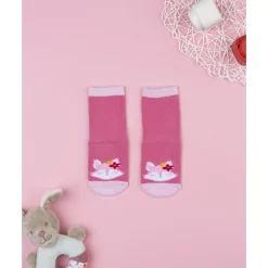 Calcetines antideslizantes fucsia con motivo de zorro