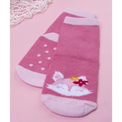 Calcetines antideslizantes fucsia con motivo de zorro