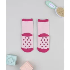 Calcetines antideslizantes de niña rosa con ositos