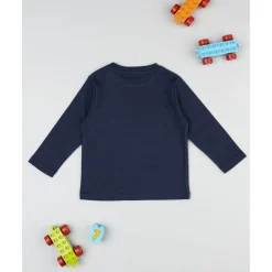 Camiseta azul marino de manga larga para niño