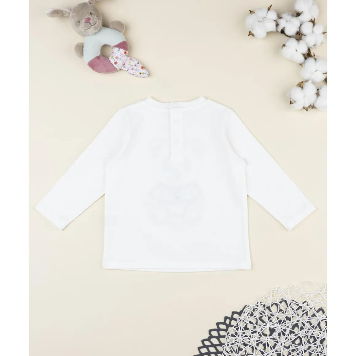 Camiseta bebé blanca con oso Teddy