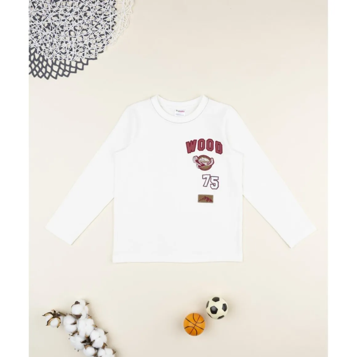 Camiseta blanca “Wood” para niño