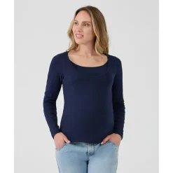Camiseta de lactancia azul en jersey de algodón