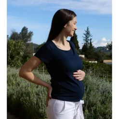 Camiseta de lactancia en algodón Azul
