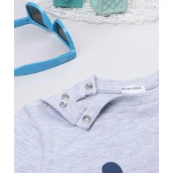 Camiseta de pijama para niño gris con perrito