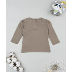 Camiseta marrón de manga larga para niña con estampado "Cute Bear"