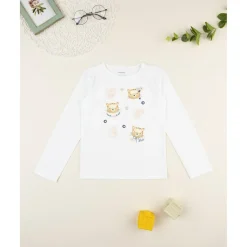 Camiseta niña blanca con estampado floral