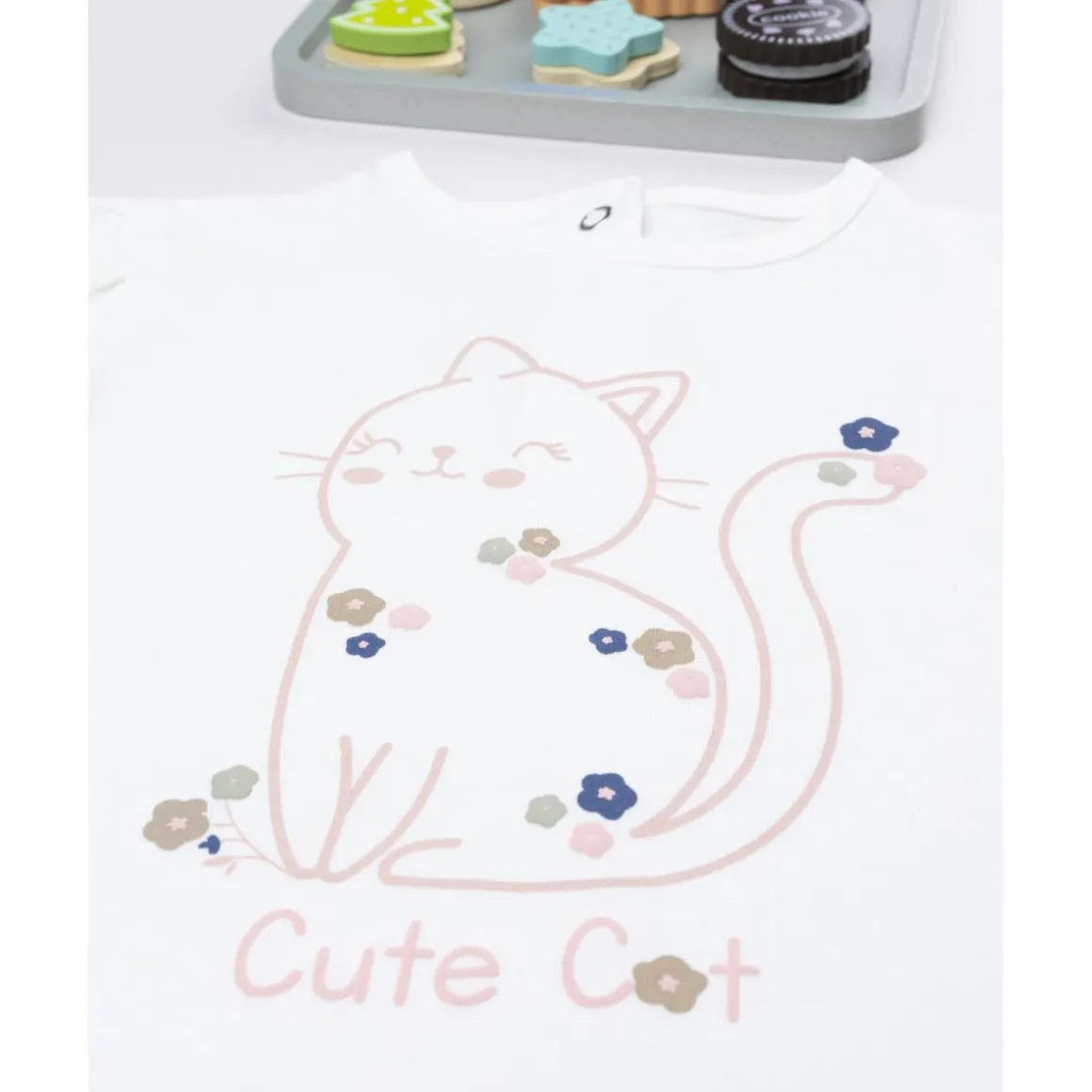 Camiseta niña blanca con gatito