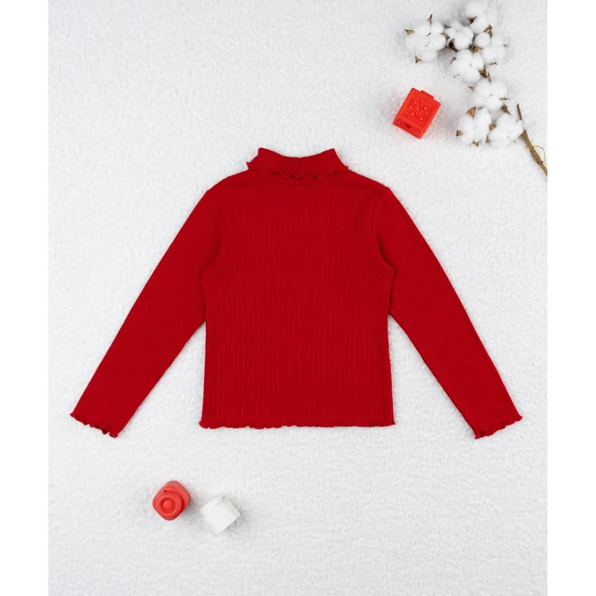 Camiseta niña roja de canalé