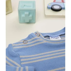 Camiseta niño rayas azul y gris