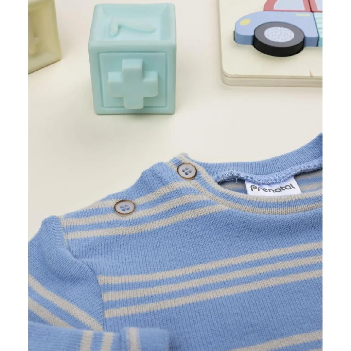 Camiseta niño rayas azul y gris