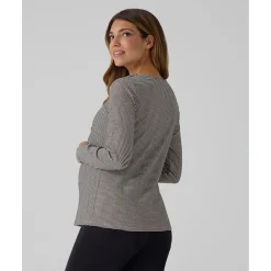Camiseta premamá de lactancia negro y beige a rayas