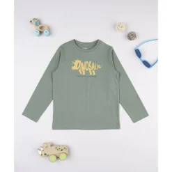 Camiseta verde con estampado de dinosaurio