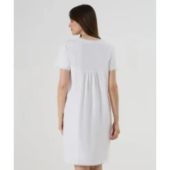 Camisón blanco premamá y de lactancia con detalle Sangallo