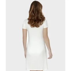 Camisón de parto de manga corta totalmente abierto blanco