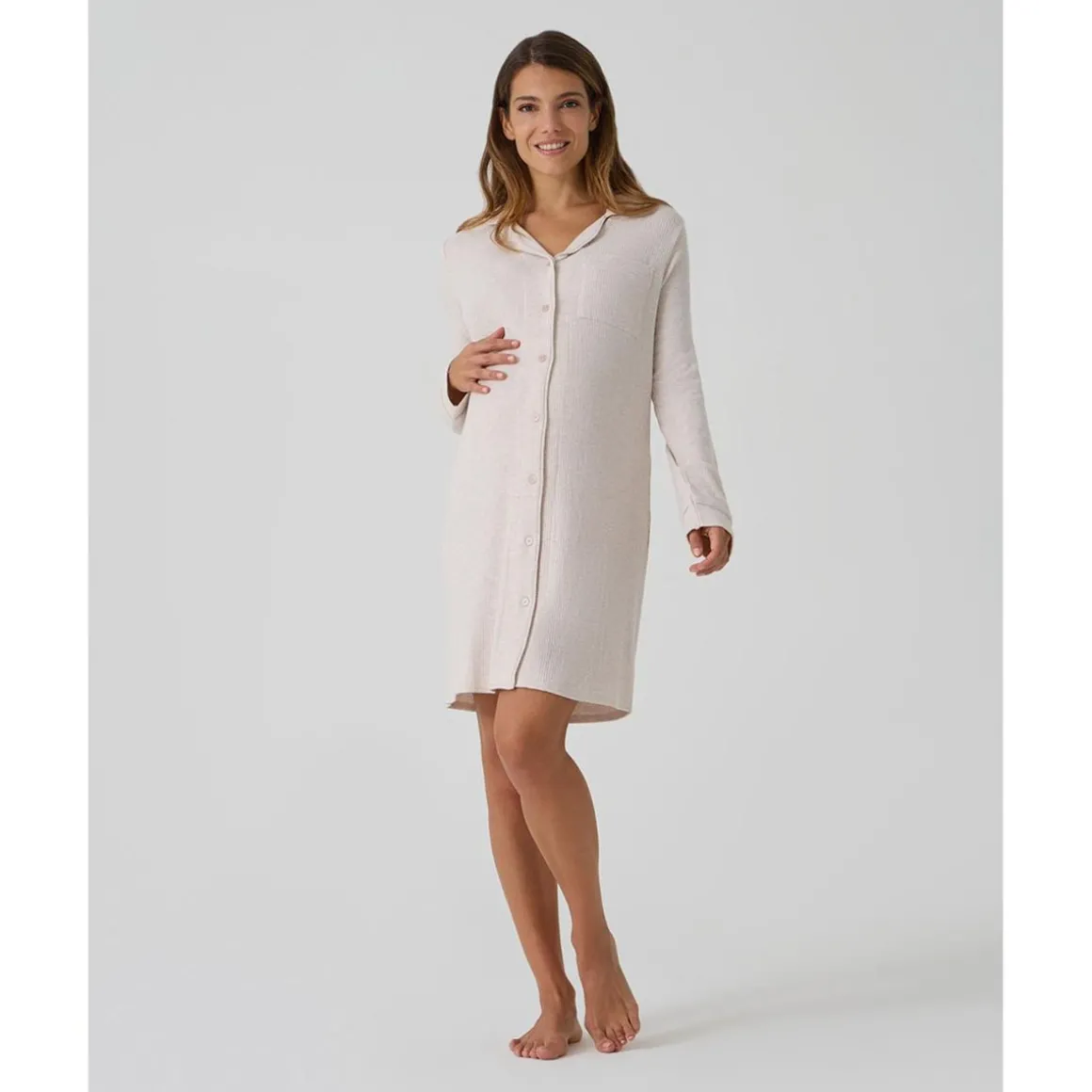 Camisón premamá beige efecto tricot