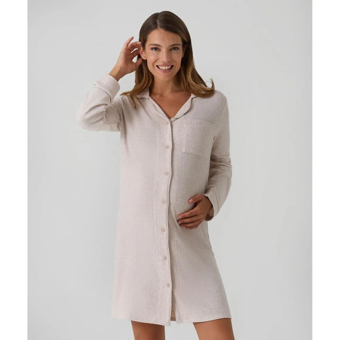 Camisón premamá beige efecto tricot