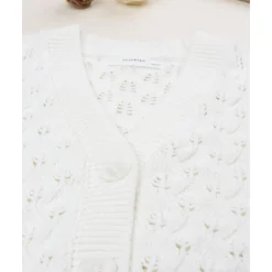 Cardigan calado niña blanco