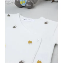 Cardigan tricot blanco para bebé niña con bordados florales