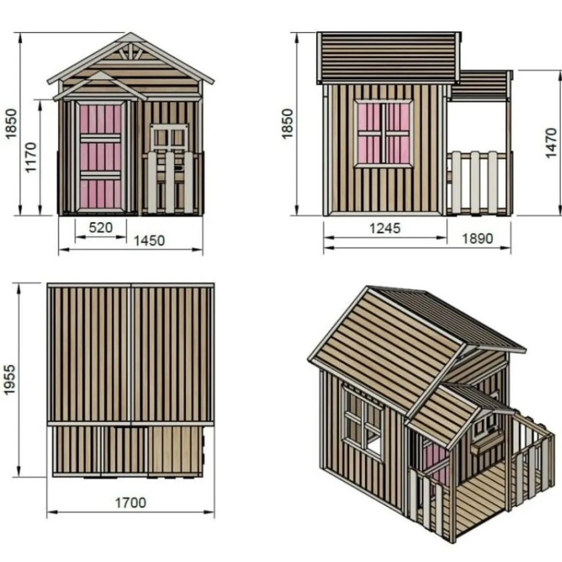 Casita infantil Olden de madera Rosa