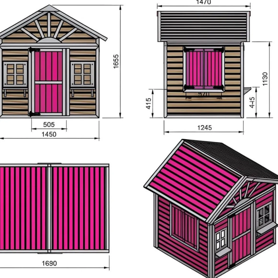 Casita infantil Visby de madera Rosa