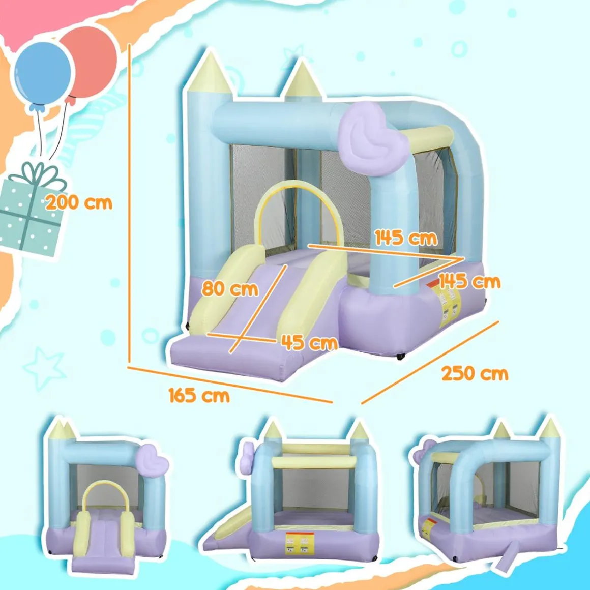 Castillo Hinchable con Tobogán Doble y Área de Salto