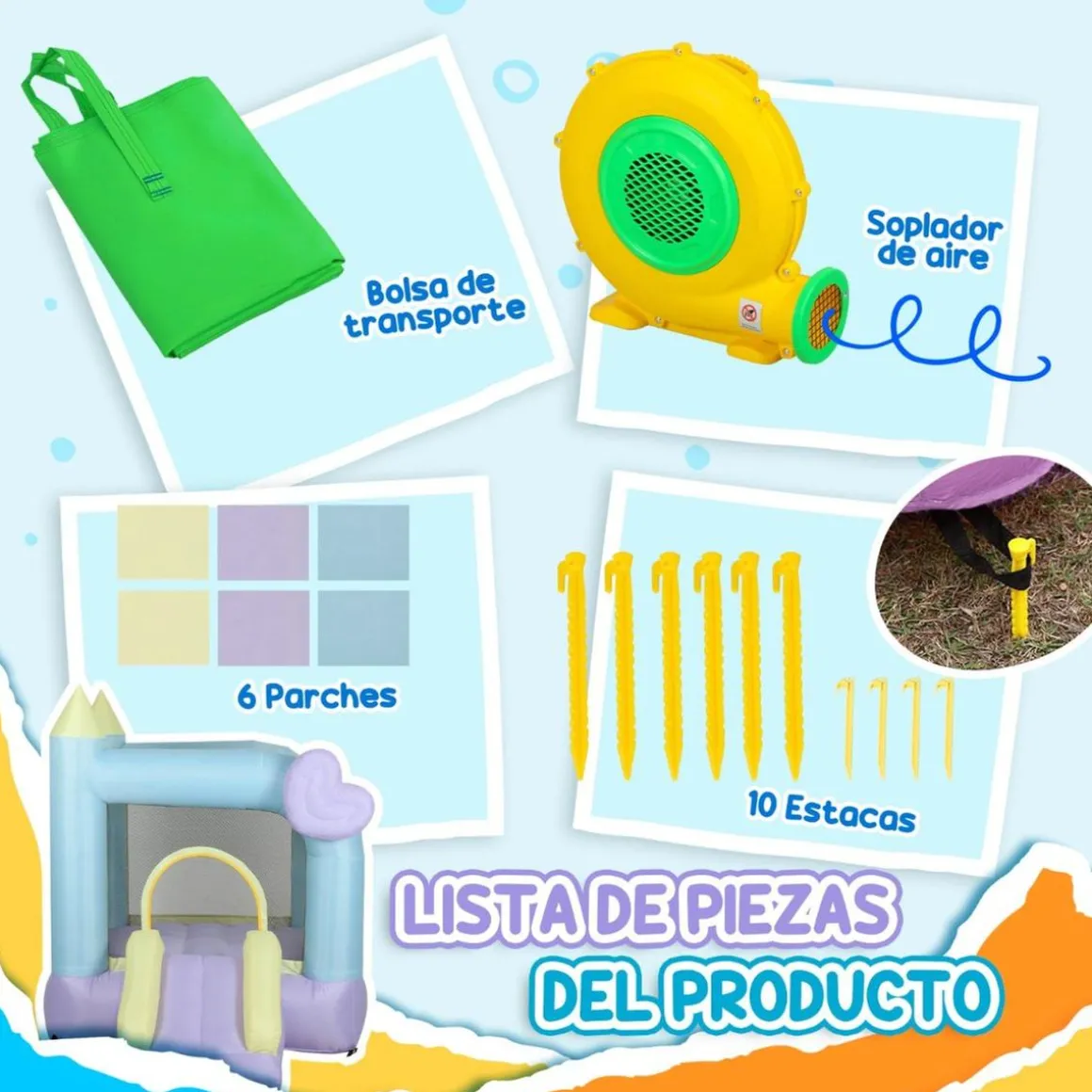 Castillo Hinchable con Tobogán Doble y Área de Salto