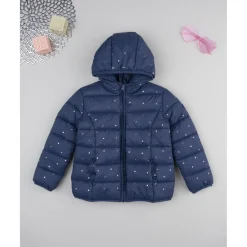 Cazadora niña azul marino con corazones allover