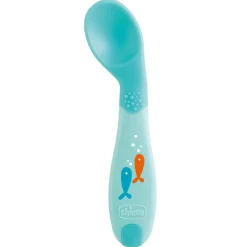 Chicco - Cuchara Inclinada Primeras Papillas Azul