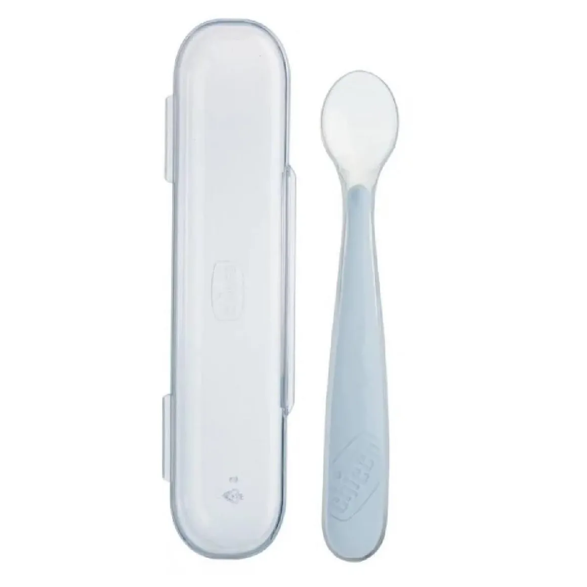 Chicco - Cuchara de Silicona con estuche - Gris
