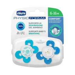 Chicco - Pack 2 Chupetes Physio Comfort silicona 6-16M Azul