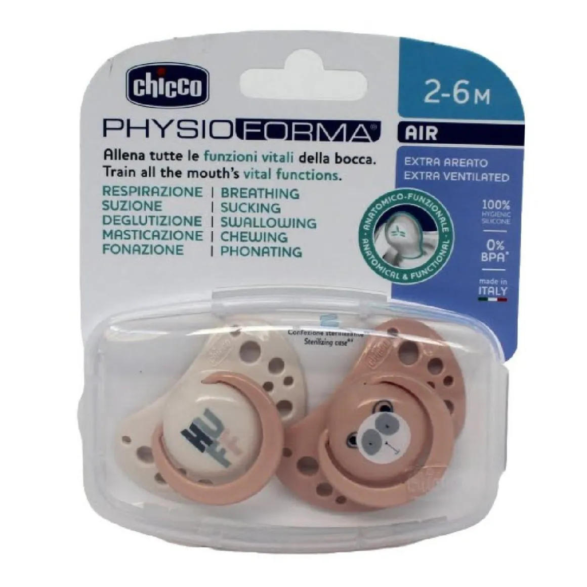Chicco - Pack 2 chupetes Physio Air 2-6M - Rosa