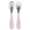Chicco - Set de Cubiertos Acero Inoxidable 18M - Rosa