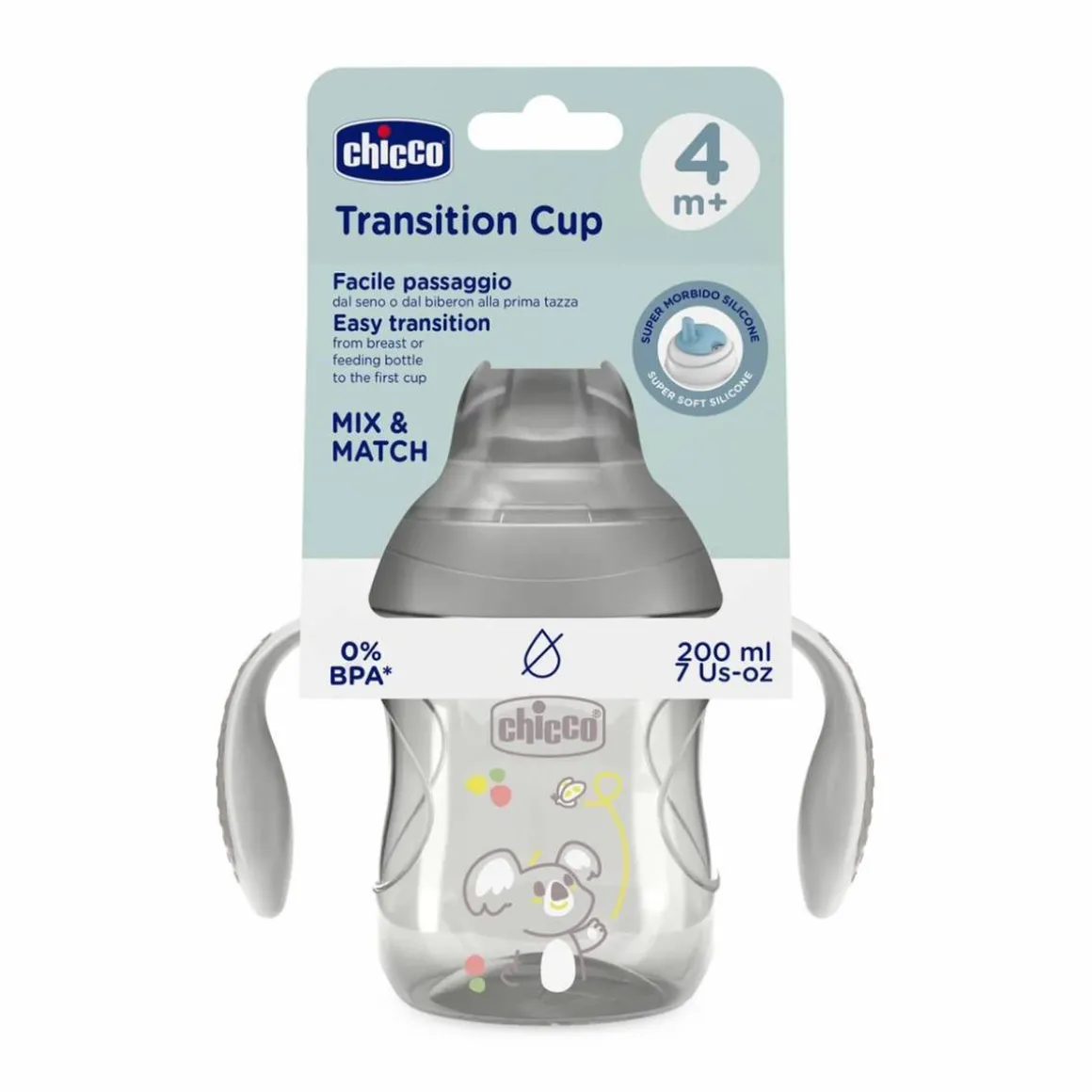 Chicco - Vaso de Transición 4M+ 200ml - Gris